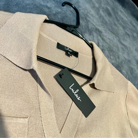 Lulu’s Beige Button Down Sweater Dress - Picture 4 of 5